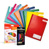 Kit Esencial Primaria Ferrini - Cuaderno cosido, lápices de colores y marcadores