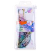 Set Juego de Geometría| 4 piezas| DELI
Regla| | Compás° | Goma| Escuadras| Sacapuntas| Barato| Economico| Escolar |