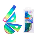 4 Piezas Juego Geométrico Regla Deli