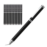 12 Piezas Plumas Gel Ejecutiva Premium |Deli| Tinta Negra Punto Fino