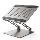 Soporte ajustable para computadora portátil| DELI - Diseño ergonómico, elevador de escritorio plegable portátil, elevador multifuncional universal, compatible con computadoras portátiles , acero al carbono duradero, plateado y negro.