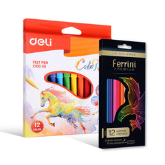 Kit Esencial Primaria Ferrini - Cuaderno cosido, lápices de colores y marcadores