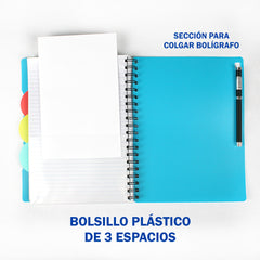 Cuaderno Doble Argolla Profesional Poly Ferrini 120h Pasta Gruesa - 4 Pack