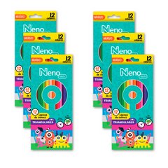 6 Pack Lápices De Colores Nenotech  Madera Triangular