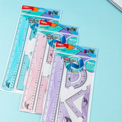 Juego de Geometría Ultra Flexible| 4 piezas| Economico| DELI 