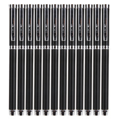 12 Piezas Plumas Gel Ejecutiva Premium |Deli| Tinta Negra Punto Fino