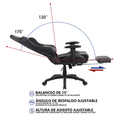 Silla Gamer Ergonómica Dowinx Elite Pro LS6689S con Reclinación y Reposapiés