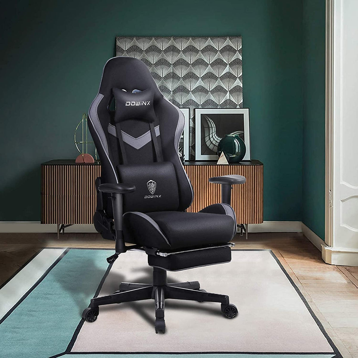 Silla de Oficina Gamer Ergonómica con Masajeador | DOWINX| Mejorada para Juegos - Apoyabrazos Ajustables con Reposapiés, Confort y Soporte Perfectos - Regalo Ideal para jóvenes, niños y adultos y Acción de Gracias - Disponible en Varios Colores