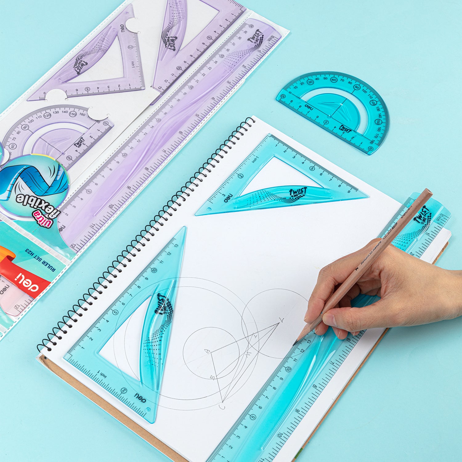 Juego de Geometría Ultra Flexible| 4 piezas| DELI