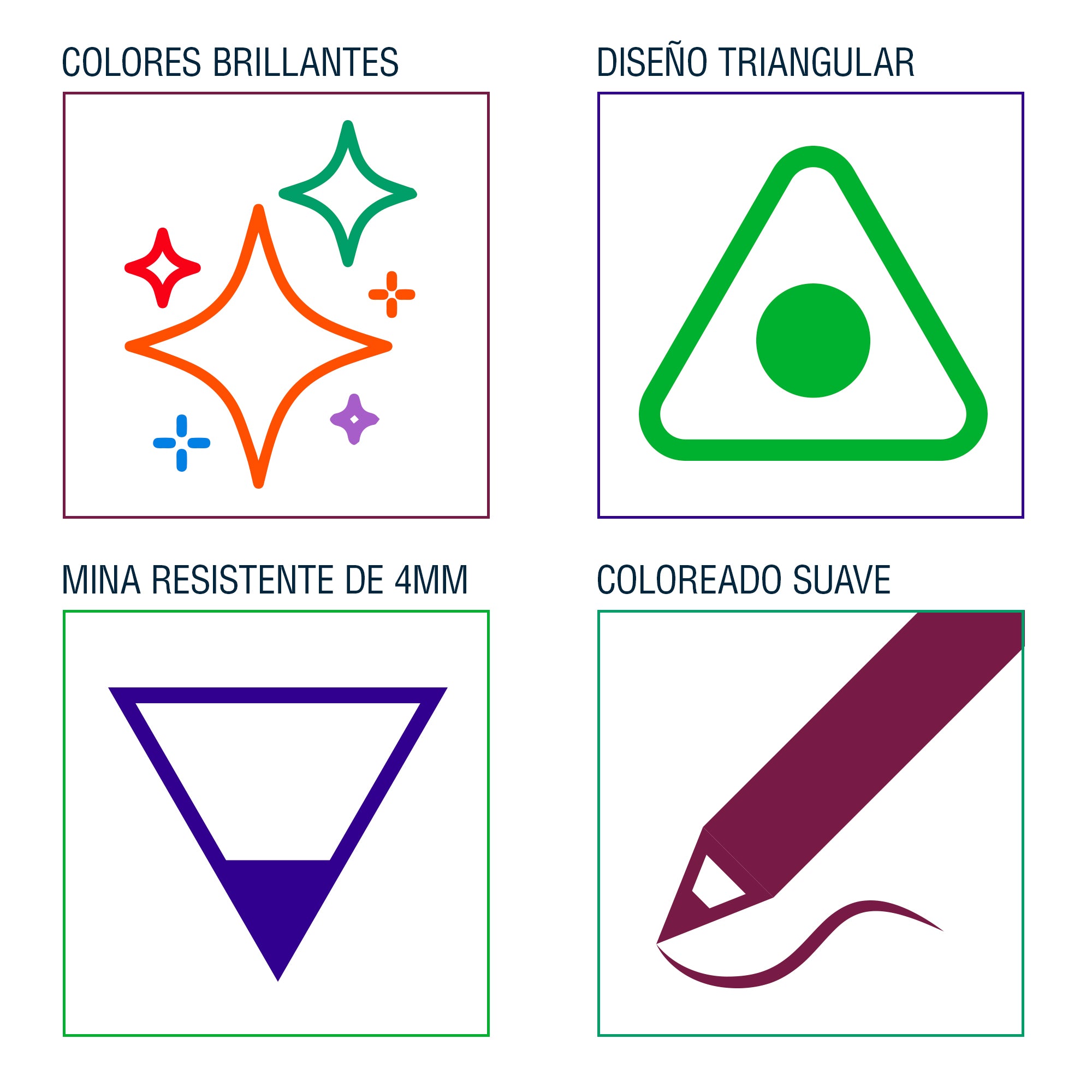 6 Pack Lápices De Colores Nenotech  Madera Triangular