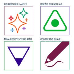 6 Pack Lápices De Colores Nenotech  Madera Triangular