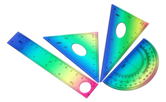 4 Piezas Juego Geométrico Regla Deli