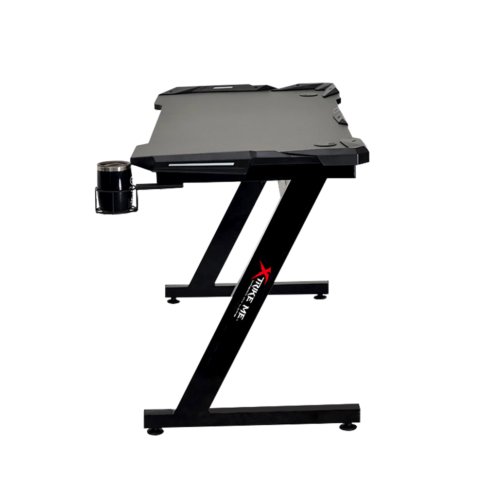  Escritorio Gamer Fibra de Carbono| Xtrike-ME| de esquina en forma cuadrada para ordenadores de sobremesa y juegos, mesa de PC, estación de trabajo multifuncional para escribir y oficina en casa. Color negro