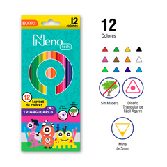 6 Pack Lápices De Colores Nenotech  Madera Triangular