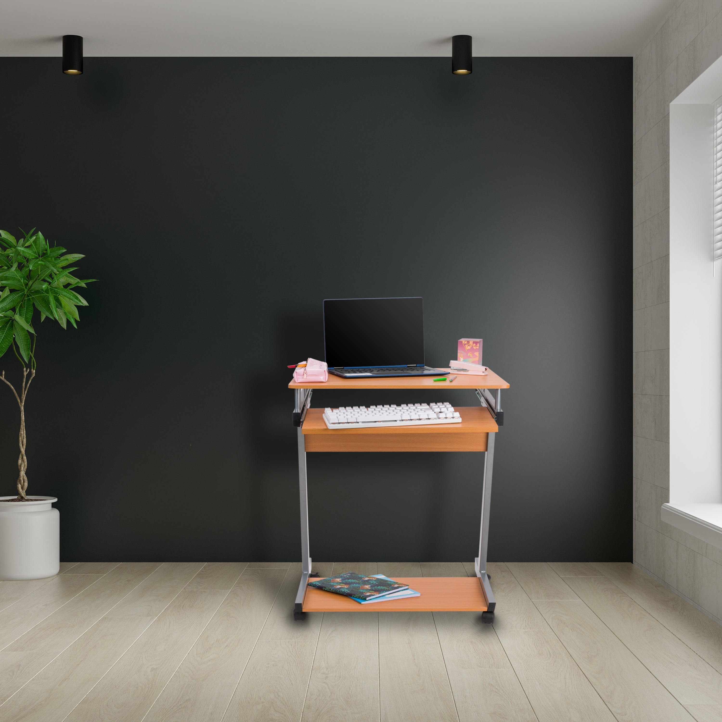 Escritorio de computadora, Escritorio de esquina  Para Oficina 100 x 78 x 75 cm, Escritorio de juegos, Escritorio de esquina con 2 estantes, Adecuado para estudio en casa, oficina, sala de juego multifuncional| FERRINI