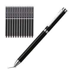 12 Piezas Plumas Gel Ejecutiva Premium |Deli| Tinta Negra Punto Fino