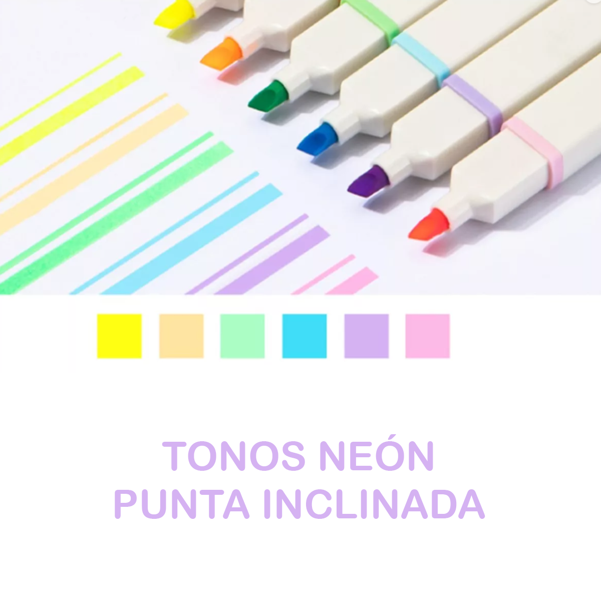Resaltadores Neón Deli 6 Piezas – Marcatextos con Stickers